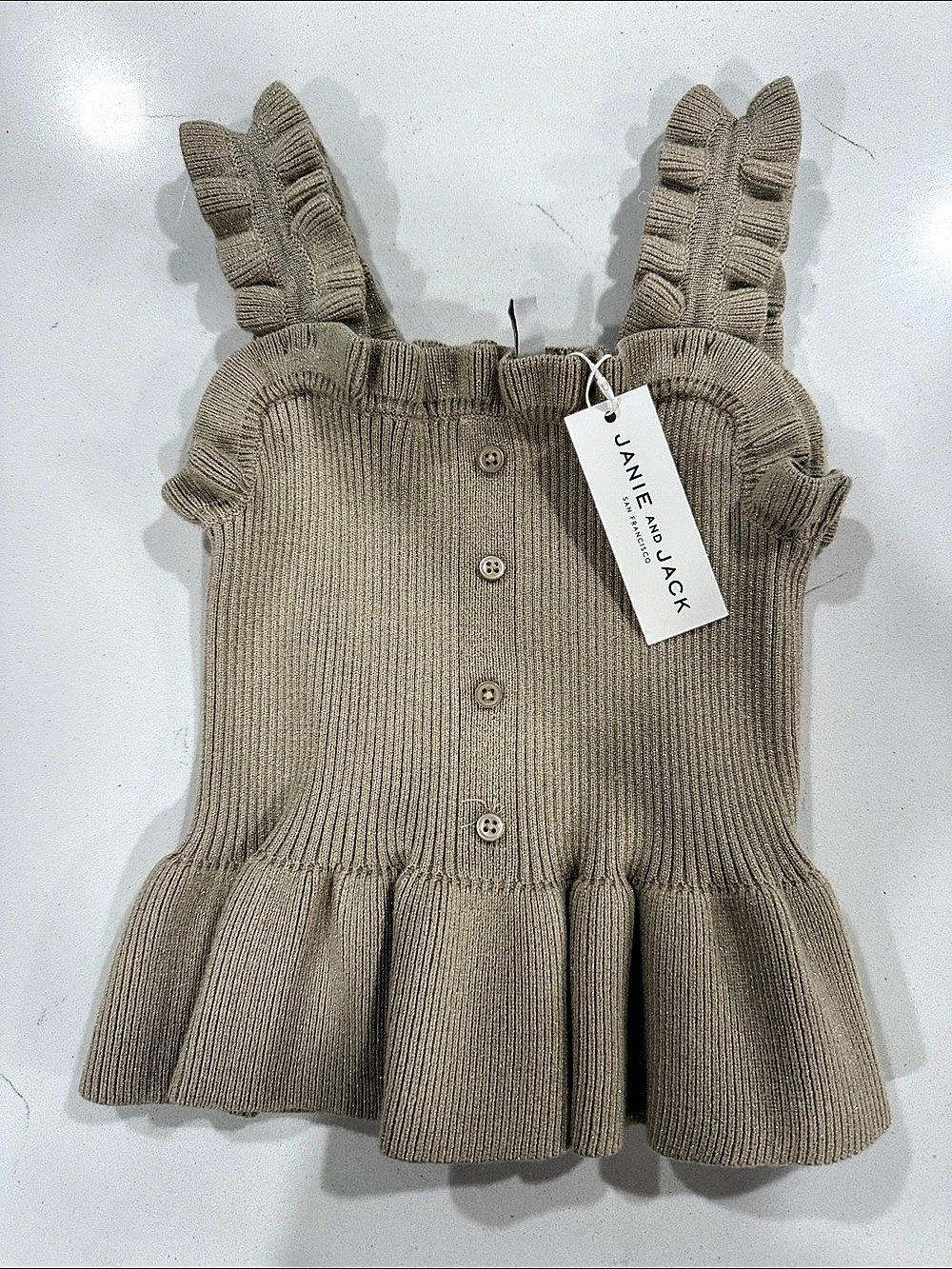 Janie and Jack Knit Ruffle Strap Top Girls Size 5 NWT